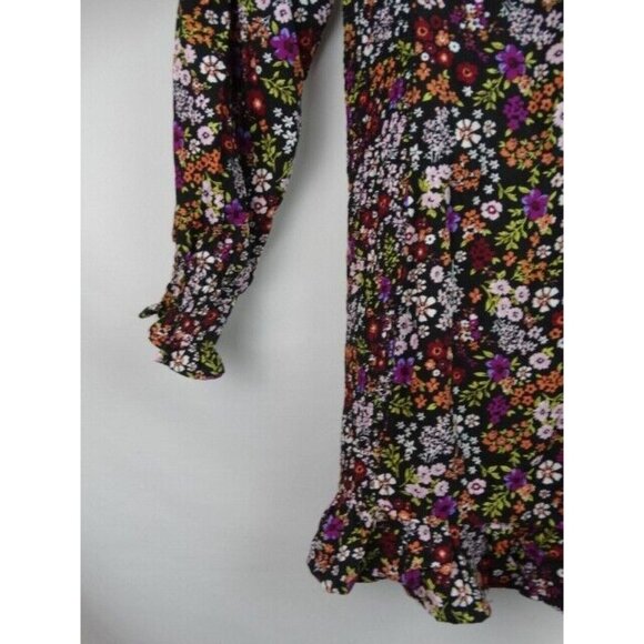 Forever 21 Women's Dress Size Medium Black Floral Long Sleeve Sleeve Mini Dress - Picture 3 of 10